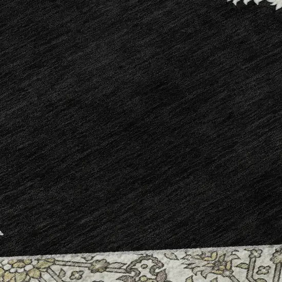 Black Ivory And Gold Oriental Washable Area Rug With UV Protection Photo 9