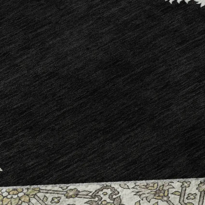 Black Ivory And Gold Oriental Washable Area Rug With UV Protection Photo 9