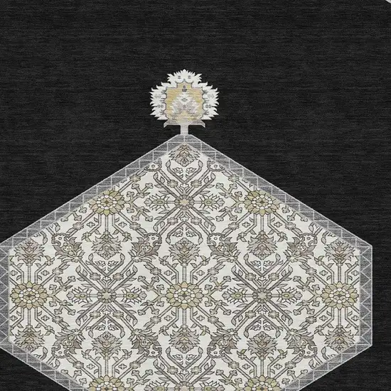 Black Ivory And Gold Oriental Washable Area Rug With UV Protection Photo 2