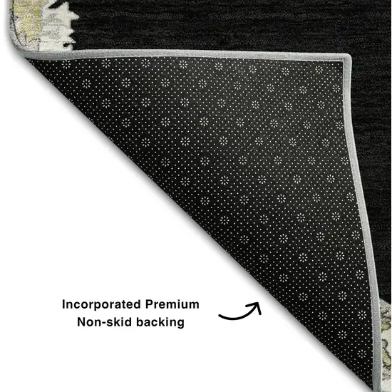 Black Ivory And Gold Oriental Washable Area Rug With UV Protection Photo 6