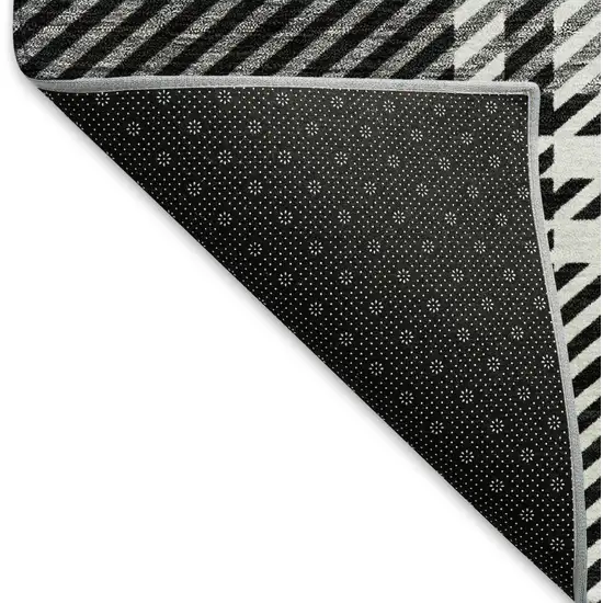 Black Ivory And Gold Plaid Washable Area Rug With UV Protection Photo 6