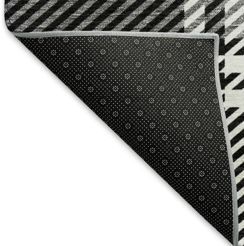 Black Ivory And Gold Plaid Washable Area Rug With UV Protection Photo 6