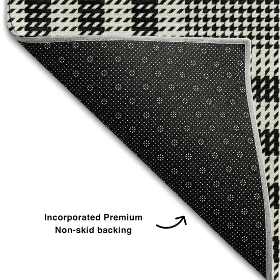 Black Ivory And Gold Plaid Washable Area Rug With UV Protection Photo 6