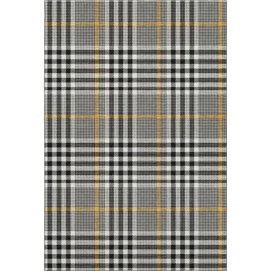 Black Ivory And Gold Plaid Washable Area Rug With UV Protection Photo 1