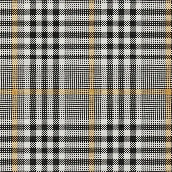 Black Ivory And Gold Plaid Washable Area Rug With UV Protection Photo 2