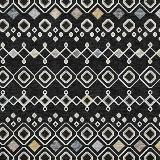 Black Ivory And Gold Southwestern Washable Area Rug With UV Protection Photo 3