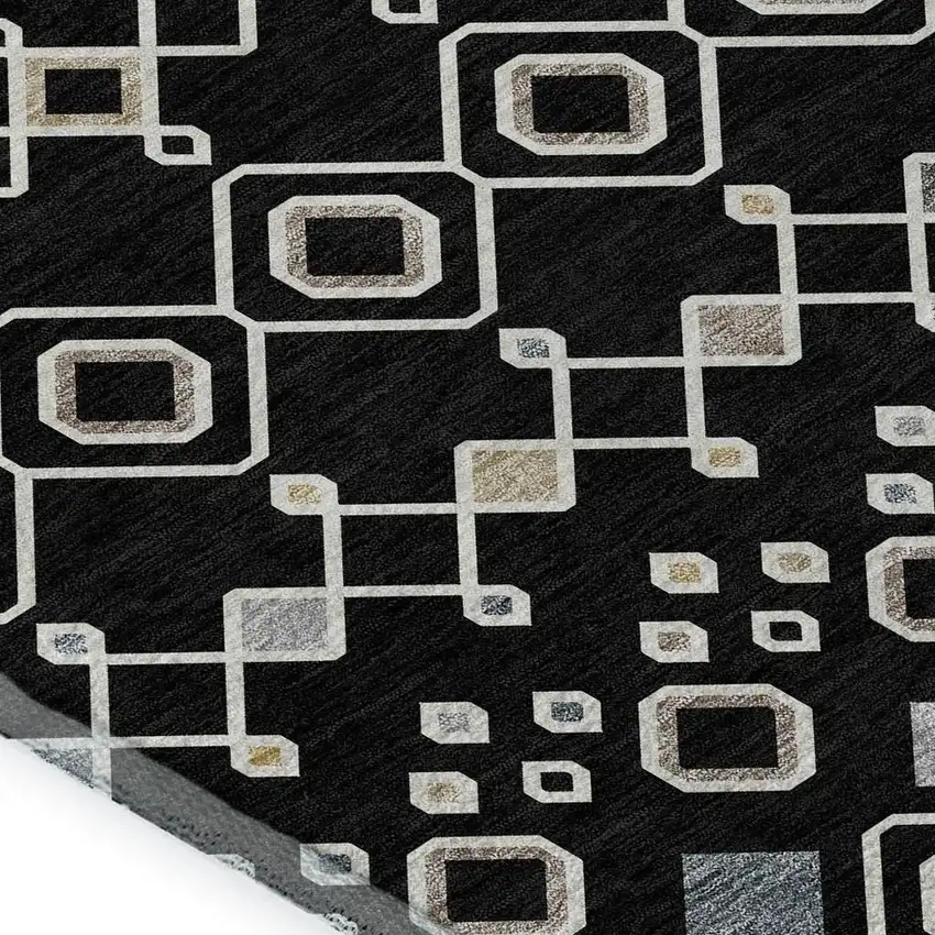 Black Ivory And Gold Southwestern Washable Area Rug With UV Protection Photo 2