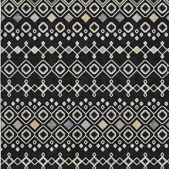 Black Ivory And Gold Southwestern Washable Area Rug With UV Protection Photo 4