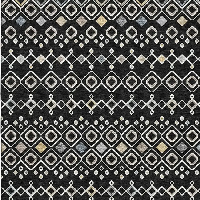 Black Ivory And Gold Southwestern Washable Area Rug With UV Protection Photo 4