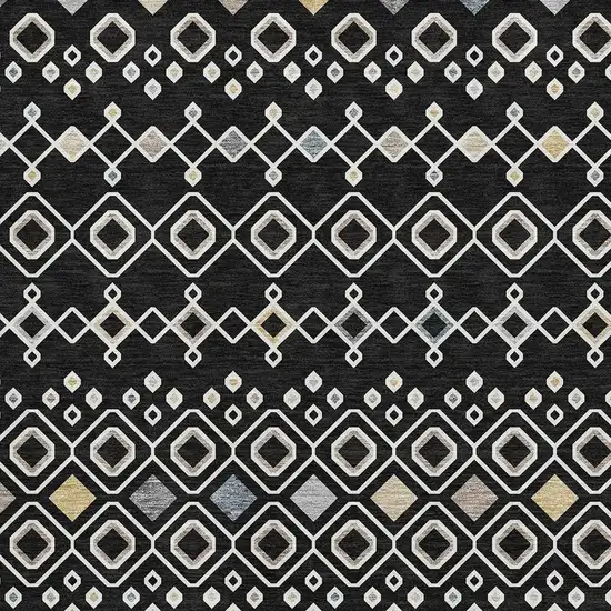 Black Ivory And Gold Southwestern Washable Area Rug With UV Protection Photo 3
