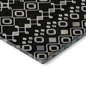 Photo of Black Ivory And Gold Southwestern Washable Area Rug With UV Protection