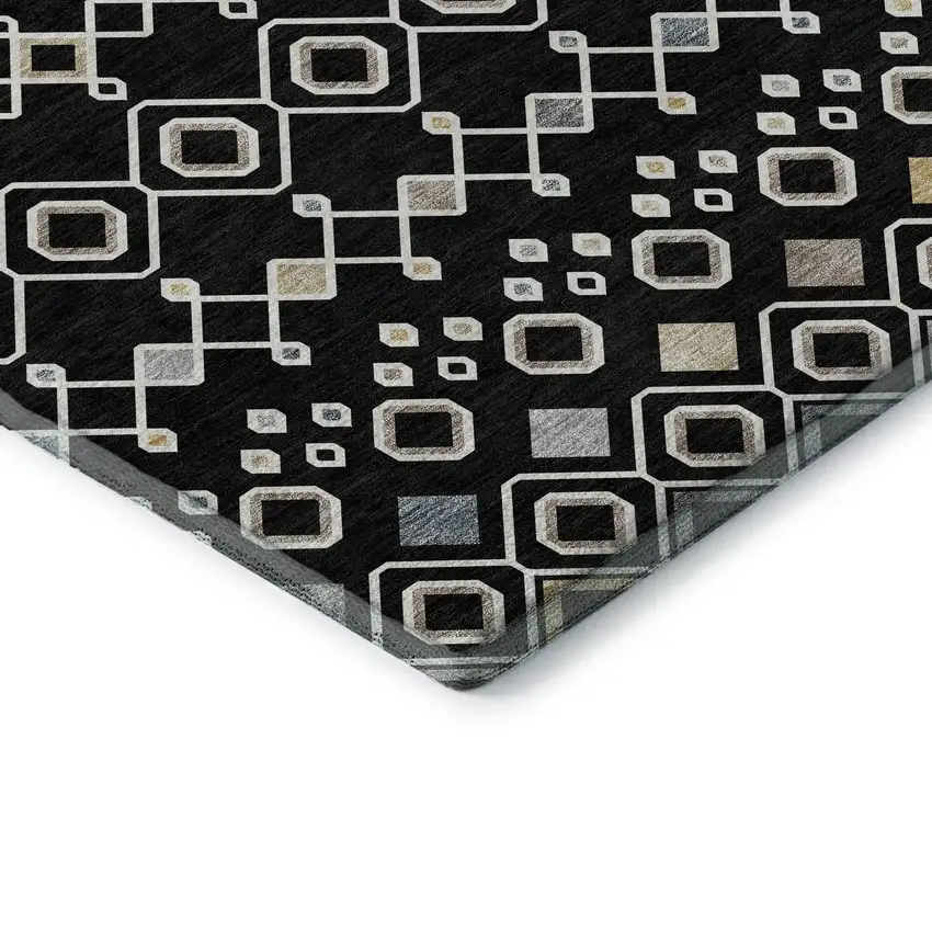 Black Ivory And Gold Southwestern Washable Area Rug With UV Protection Photo 1