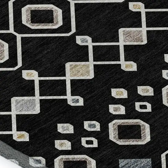 Black Ivory And Gold Southwestern Washable Area Rug With UV Protection Photo 2