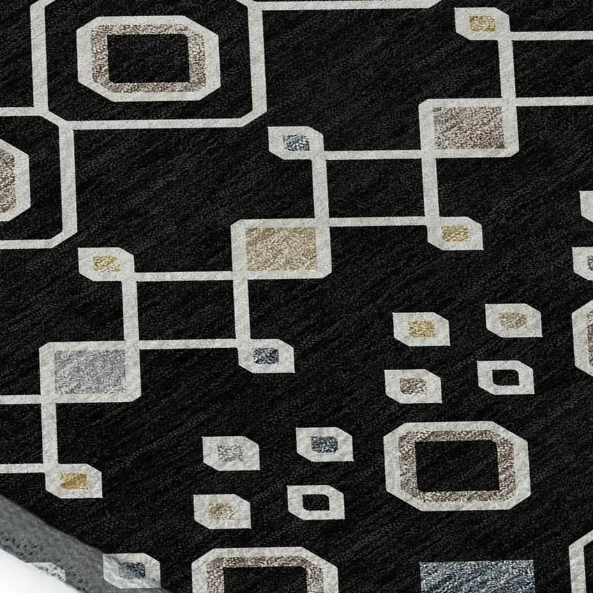 Black Ivory And Gold Southwestern Washable Area Rug With UV Protection Photo 2