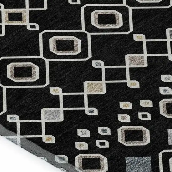 Black Ivory And Gold Southwestern Washable Area Rug With UV Protection Photo 3