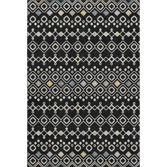 Black Ivory And Gold Southwestern Washable Area Rug With UV Protection Photo 7