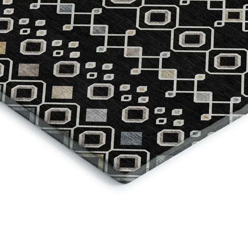 Black Ivory And Gold Southwestern Washable Area Rug With UV Protection Photo 3