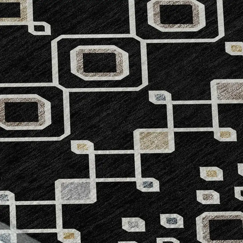 Black Ivory And Gold Southwestern Washable Area Rug With UV Protection Photo 2