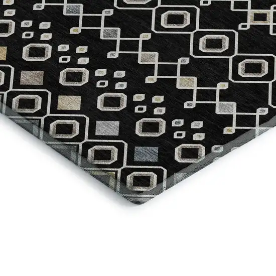 Black Ivory And Gold Southwestern Washable Area Rug With UV Protection Photo 2