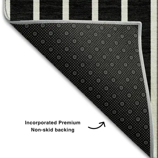 Black Ivory And Gold Striped Washable Area Rug With UV Protection Photo 5
