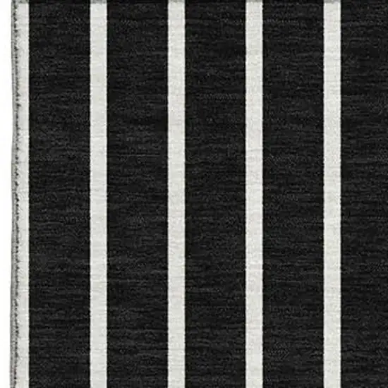 Black Ivory And Gold Striped Washable Area Rug With UV Protection Photo 3