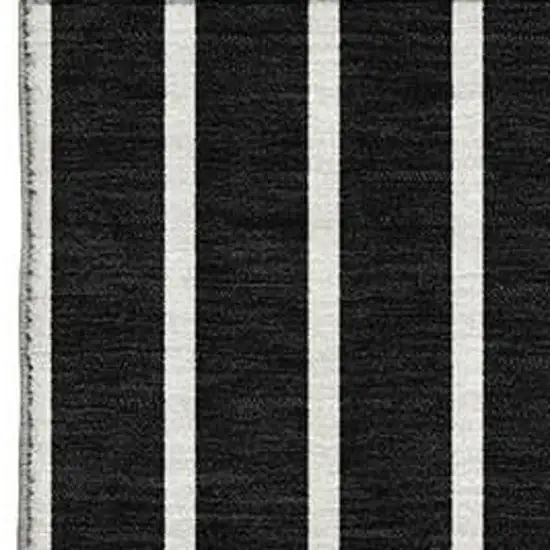 Black Ivory And Gold Striped Washable Area Rug With UV Protection Photo 2