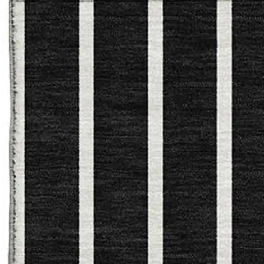 Black Ivory And Gold Striped Washable Area Rug With UV Protection Photo 2