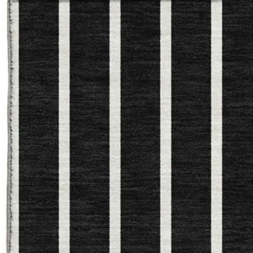 Black Ivory And Gold Striped Washable Area Rug With UV Protection Photo 3