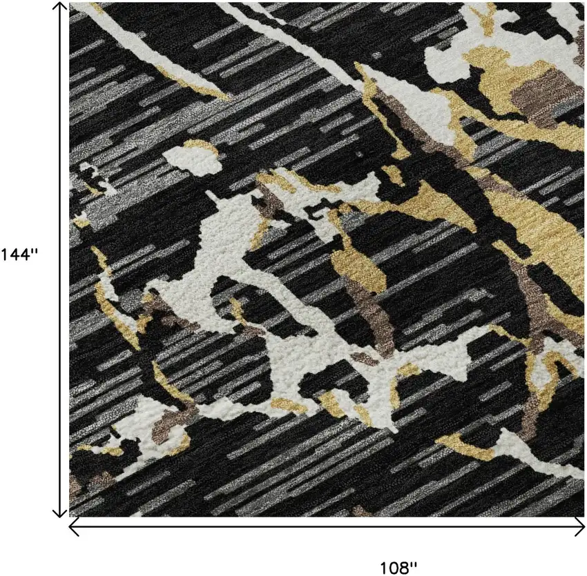 Black Ivory And Gold Striped Washable Area Rug With UV Protection Photo 9