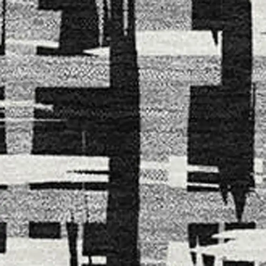 Black Ivory And Gray Abstract Geometric Washable Area Rug With UV Protection Photo 2