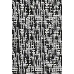 Photo of Black Ivory And Gray Abstract Geometric Washable Area Rug With UV Protection