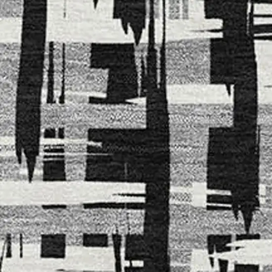 Black Ivory And Gray Abstract Geometric Washable Area Rug With UV Protection Photo 3