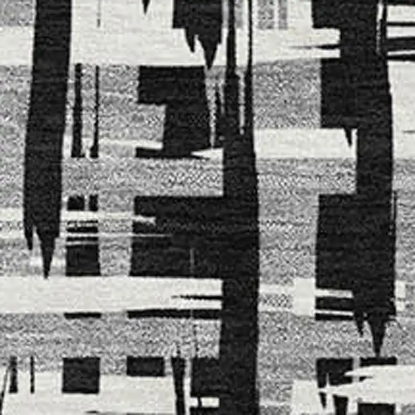 Black Ivory And Gray Abstract Geometric Washable Area Rug With UV Protection Photo 3