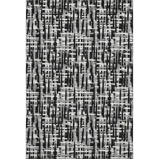 Black Ivory And Gray Abstract Geometric Washable Area Rug With UV Protection Photo 1