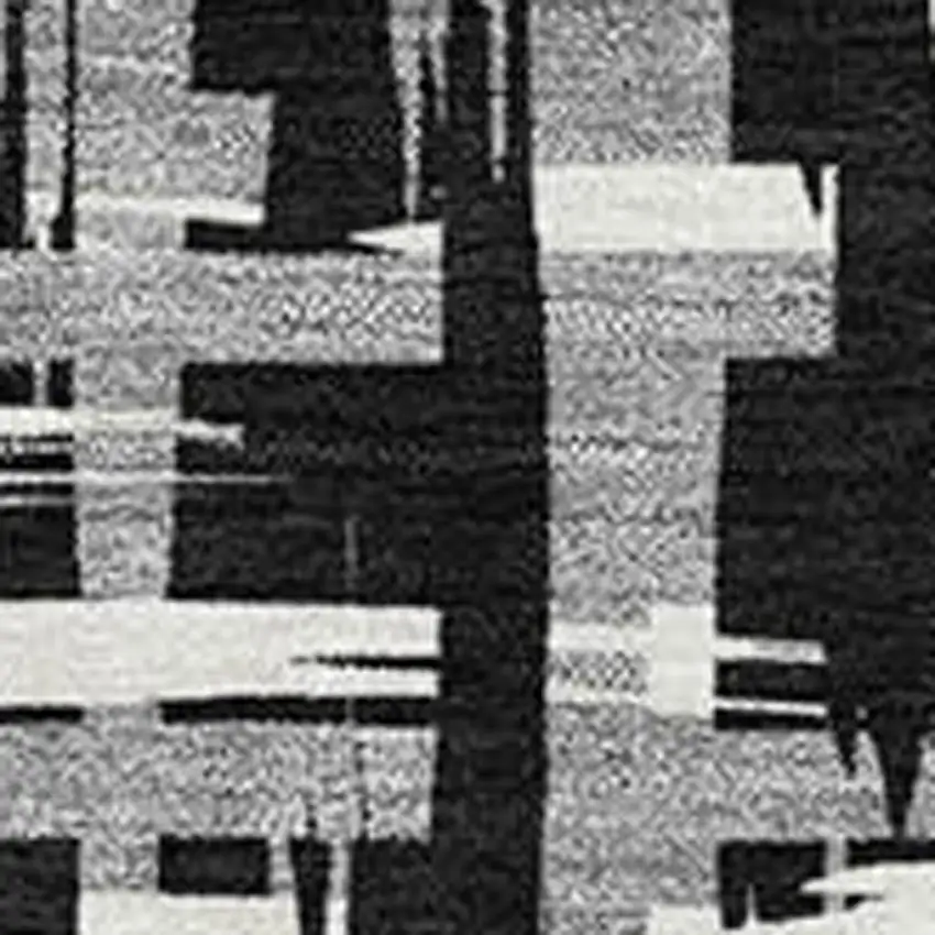 Black Ivory And Gray Abstract Geometric Washable Area Rug With UV Protection Photo 2