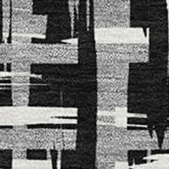 Black Ivory And Gray Abstract Geometric Washable Area Rug With UV Protection Photo 2