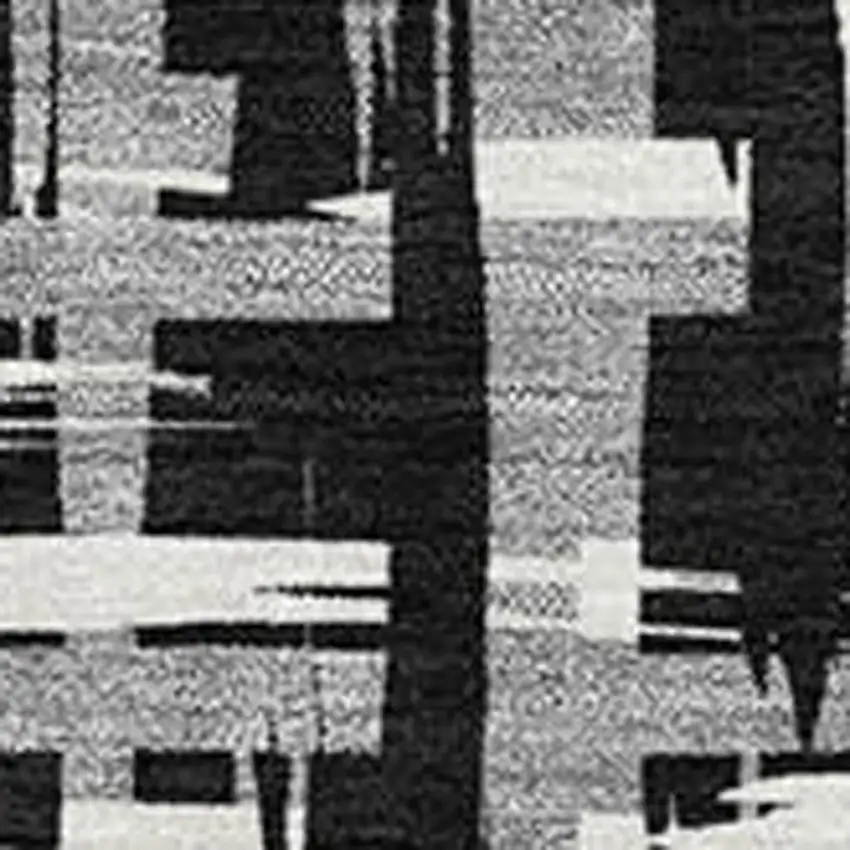 Black Ivory And Gray Abstract Geometric Washable Area Rug With UV Protection Photo 2