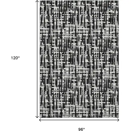 Black Ivory And Gray Abstract Geometric Washable Area Rug With UV Protection Photo 6