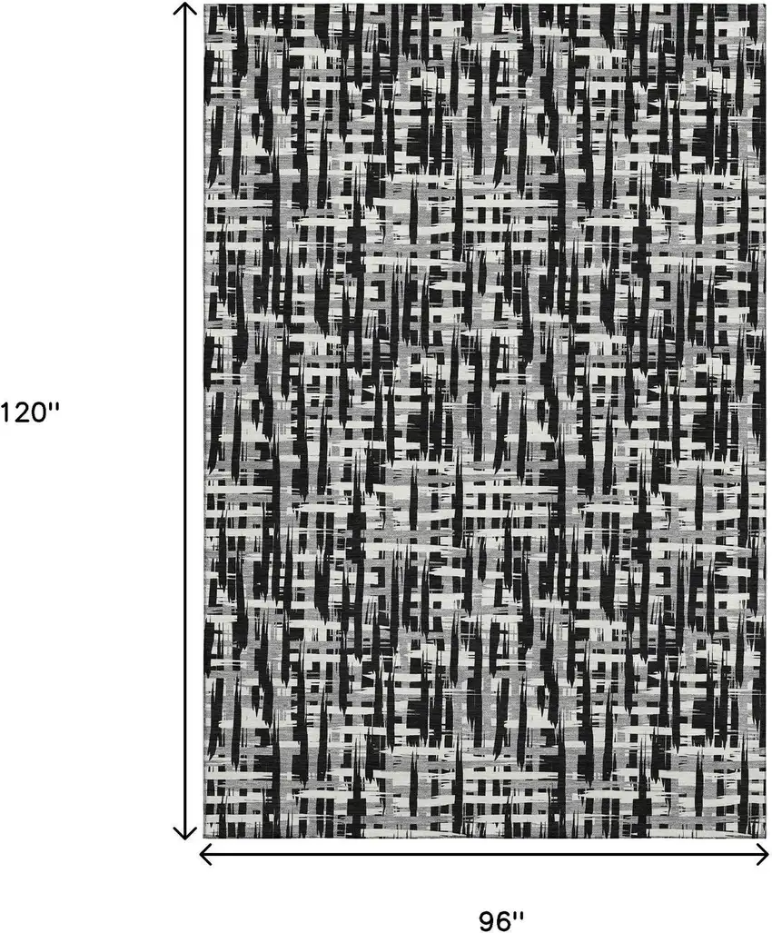 Black Ivory And Gray Abstract Geometric Washable Area Rug With UV Protection Photo 6