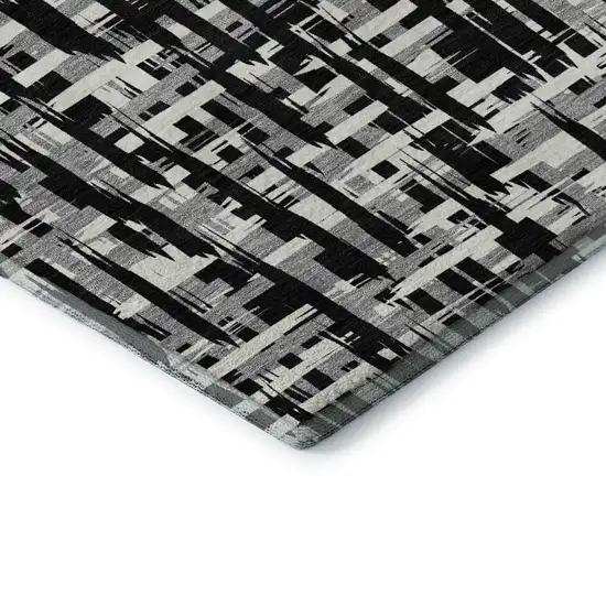 Black Ivory And Gray Abstract Geometric Washable Area Rug With UV Protection Photo 8