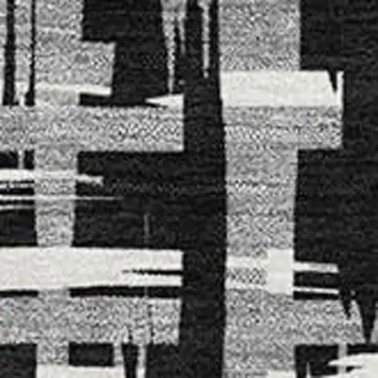Black Ivory And Gray Abstract Geometric Washable Area Rug With UV Protection Photo 2