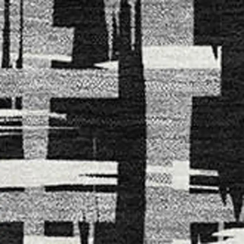 Black Ivory And Gray Abstract Geometric Washable Area Rug With UV Protection Photo 2
