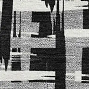 Photo of Black Ivory And Gray Abstract Geometric Washable Area Rug With UV Protection