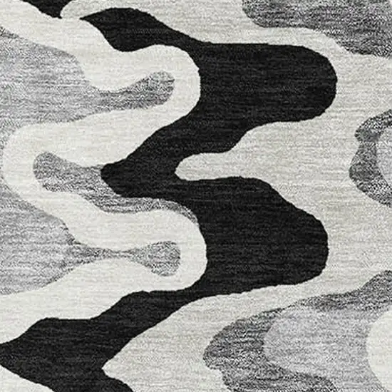 Black Ivory And Gray Abstract Washable Area Rug With UV Protection Photo 3
