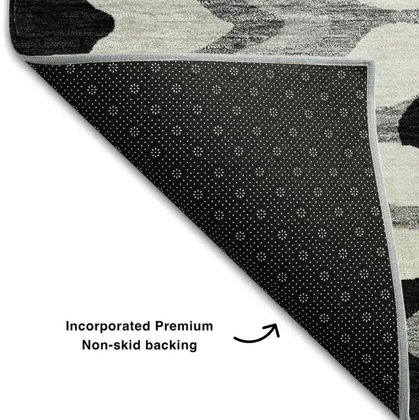 Black Ivory And Gray Abstract Washable Area Rug With UV Protection Photo 7