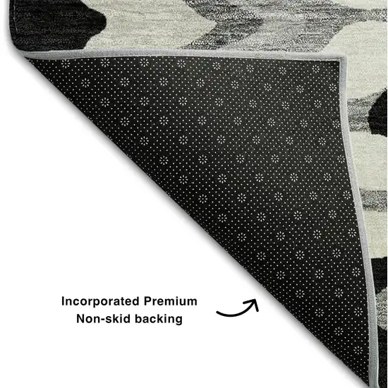 Black Ivory And Gray Abstract Washable Area Rug With UV Protection Photo 7