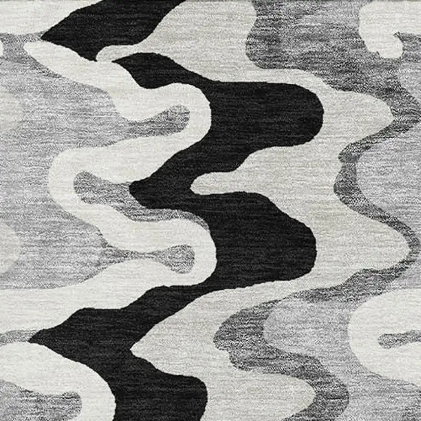 Black Ivory And Gray Abstract Washable Area Rug With UV Protection Photo 3