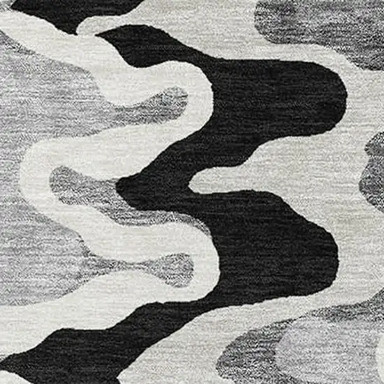 Black Ivory And Gray Abstract Washable Area Rug With UV Protection Photo 3