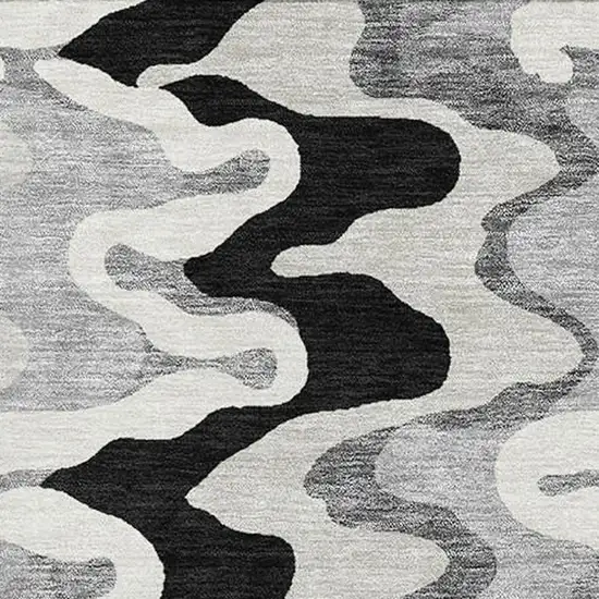 Black Ivory And Gray Abstract Washable Area Rug With UV Protection Photo 4