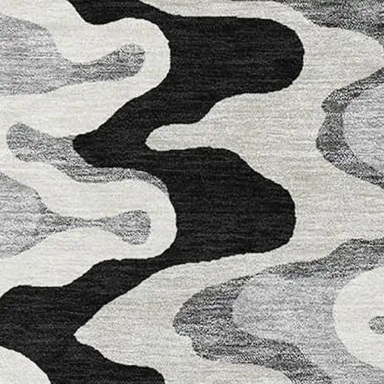 Black Ivory And Gray Abstract Washable Area Rug With UV Protection Photo 3